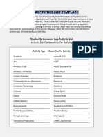 Common App Activities List Template