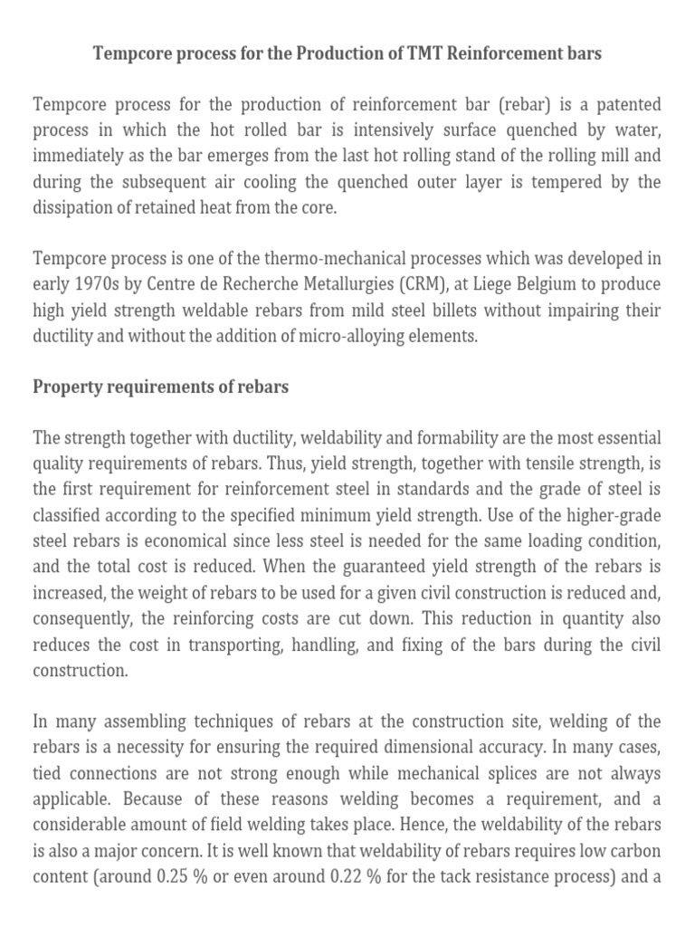 Tempcore Process | PDF | Steel | Building Materials