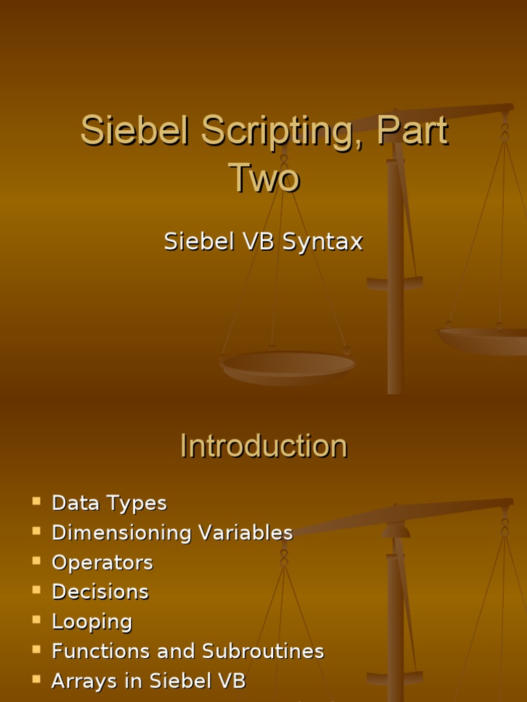 Siebel VB Scripting Guide | PDF | Subroutine | Control Flow