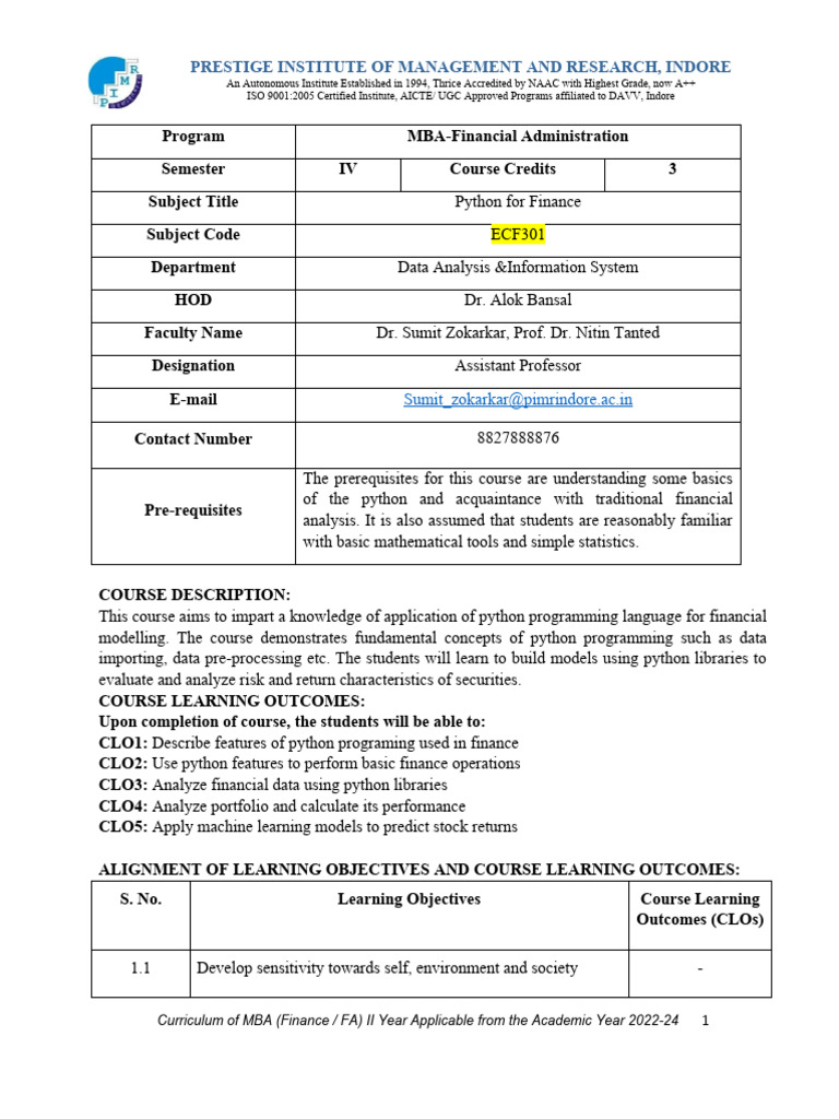Python For Finance - 22-24 | Download Free PDF | Analytics | Valuation ...