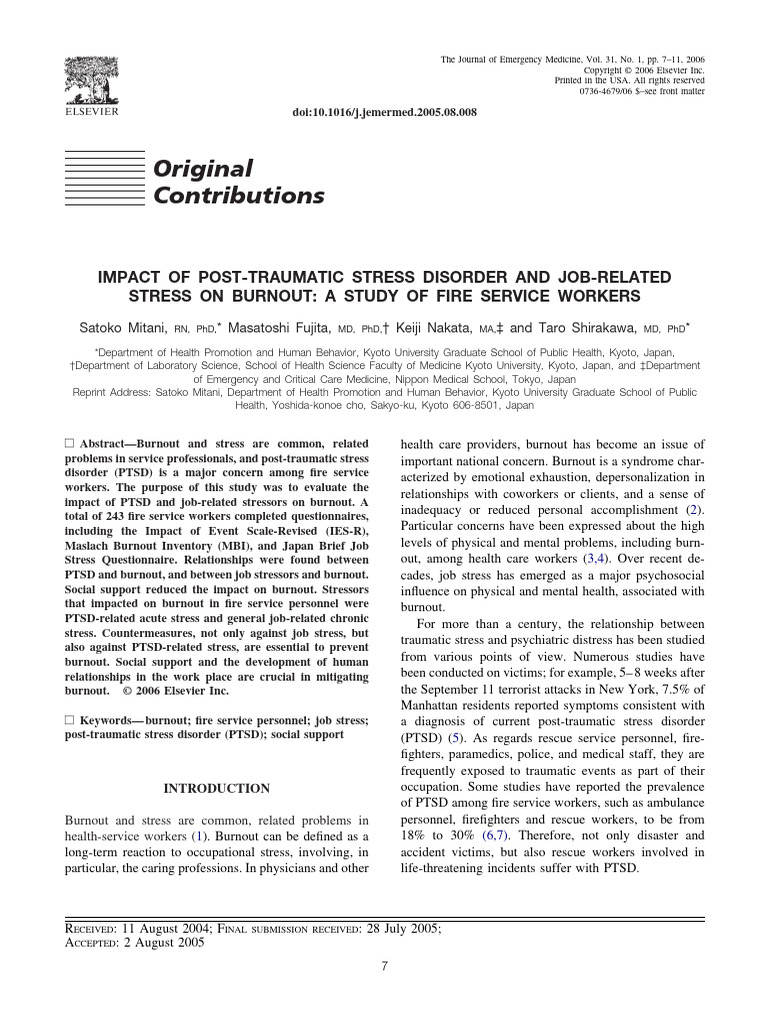 Impact of Post-Traumatic Stress Disorder and Job-Related | PDF ...