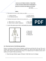 Class 5 - Science Revision Worksheet-1 - Skeletal System and Nervous System-1
