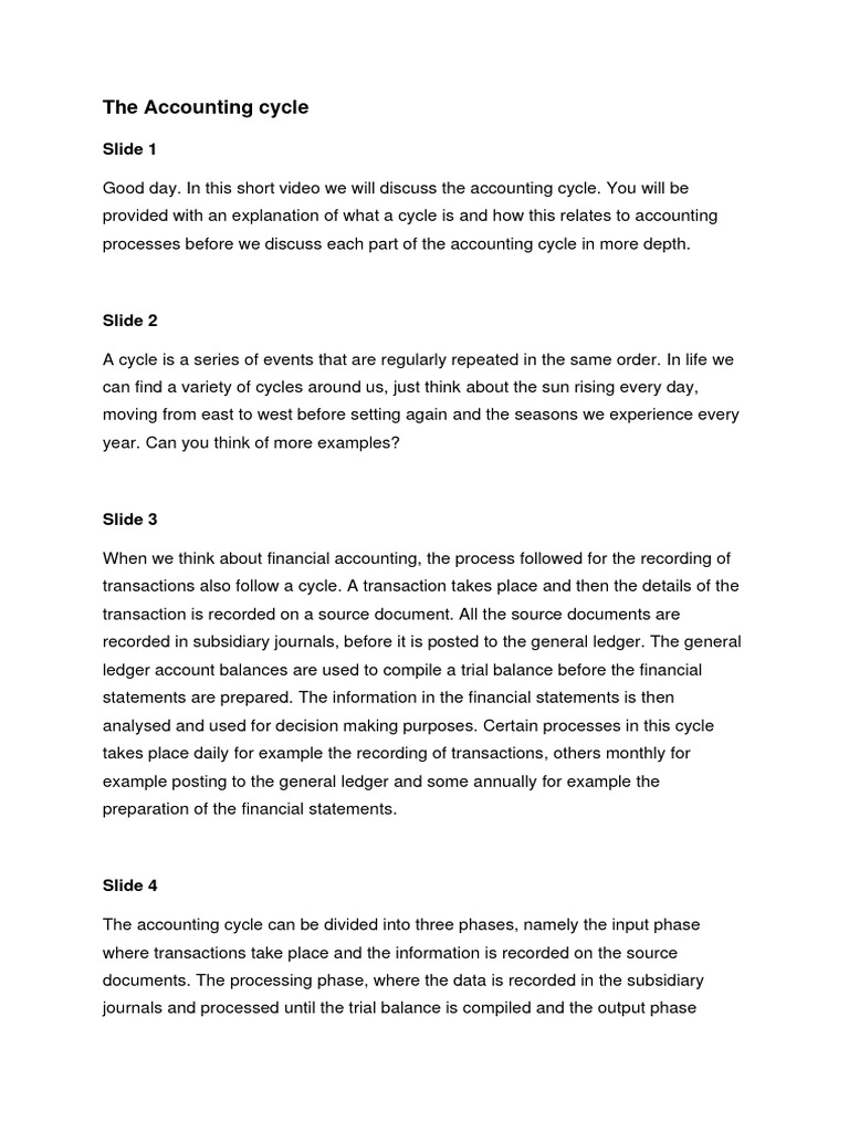 Accounting Cycle Explained | PDF | Debits And Credits | Equity (Finance)
