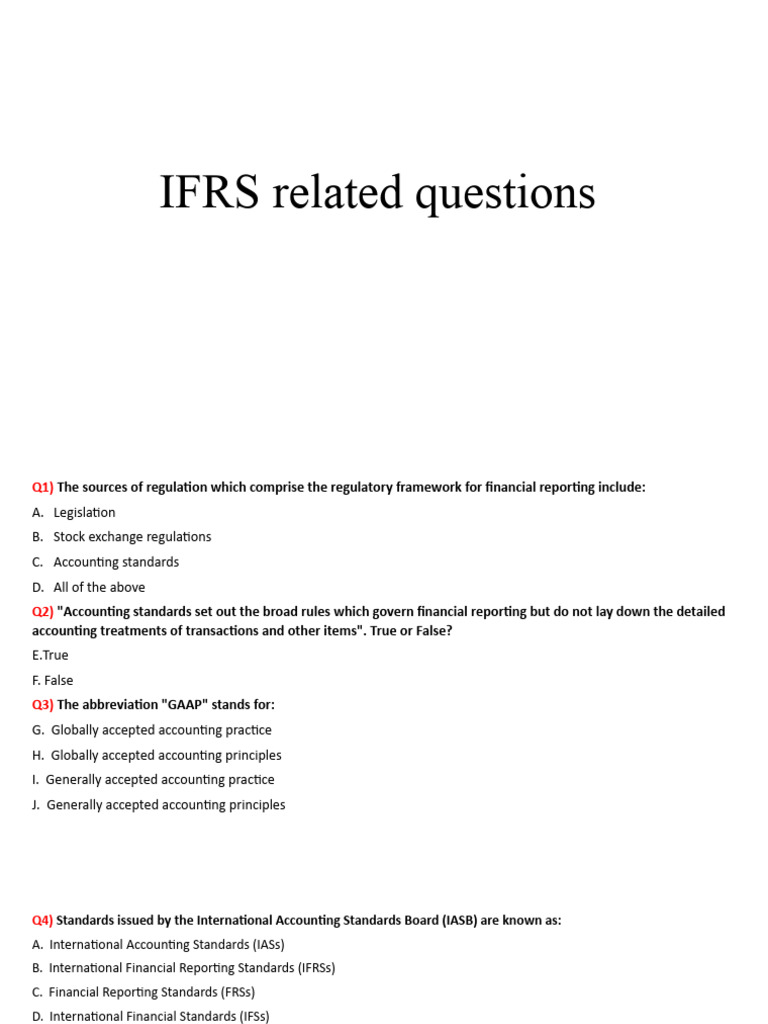 IFRS Financial Reporting Quiz Questions | PDF | International Financial ...