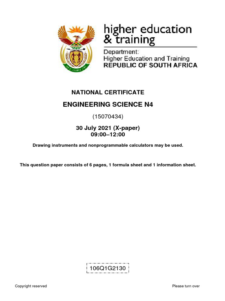 N4 Engineering Science August 2021 | PDF | Physical Quantities | Materials