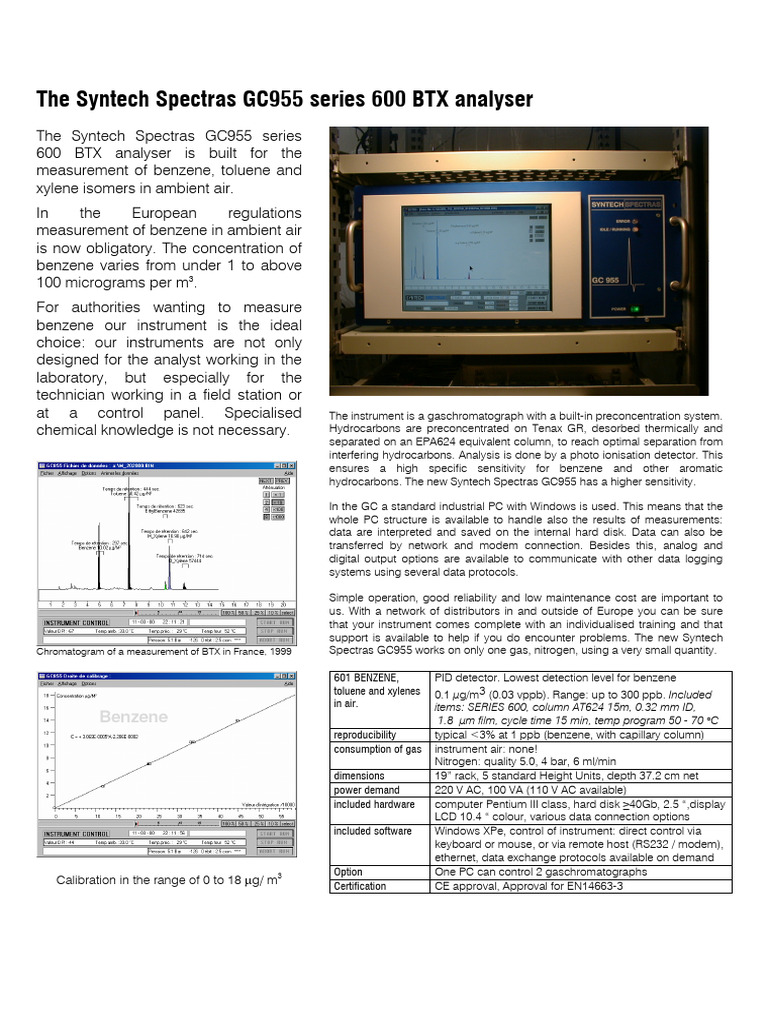 Syntech Spectras GC955, Product Datasheet | PDF | Benzene | Physical ...