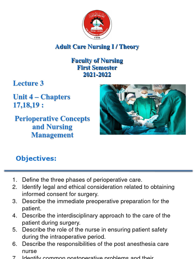 Lecture 3 - Preoperative - Nursing Management - 2021-2022 | PDF ...