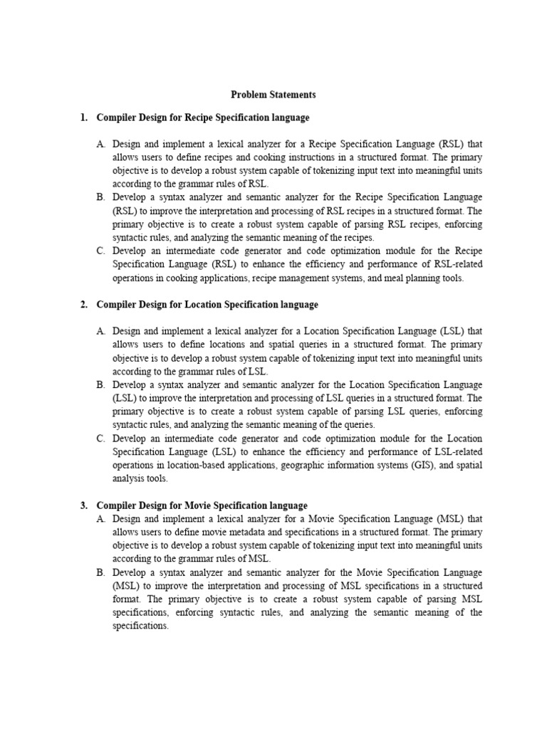 Final cd problem statements download free pdf compiler json
