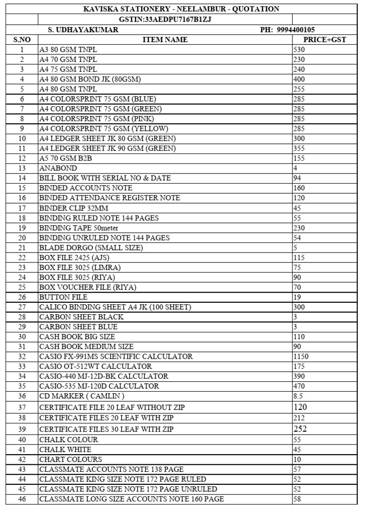 Quotation | PDF | Stationery | Office Work