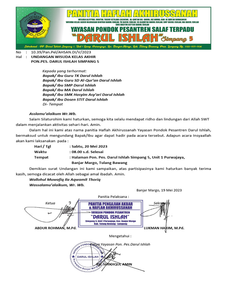Surat Undangan Guru Dan Dosen | PDF