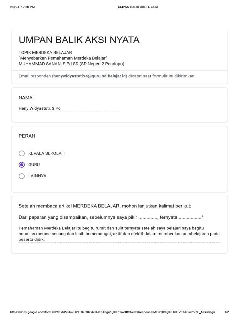 Formulir Tanpa Judul Google Formulir Heni PDF