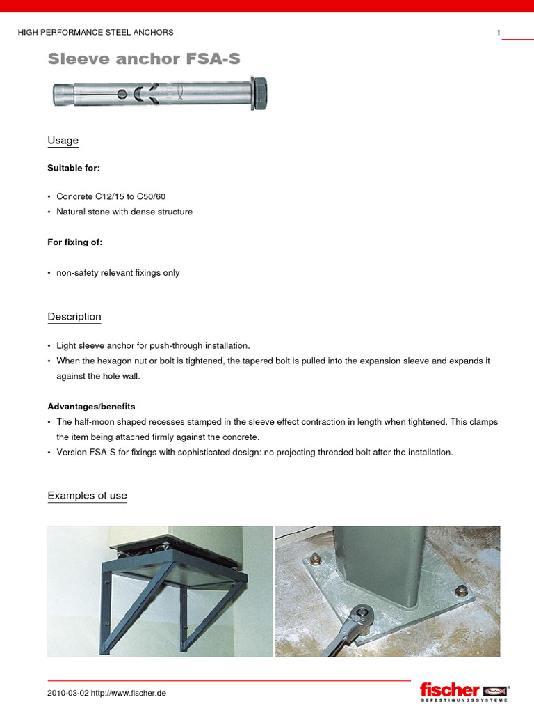 Fisher - Sleeve Anchor FSA-S | PDF