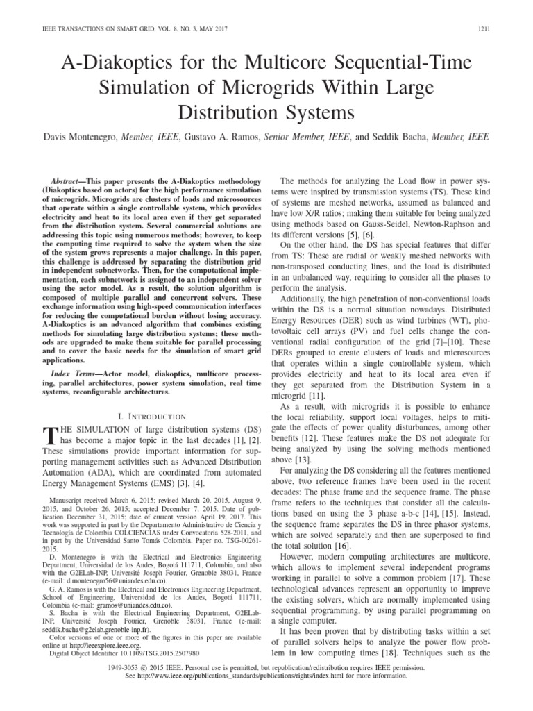 A-Diakoptics for Microgrid Simulation | PDF | Simulation | Parallel ...