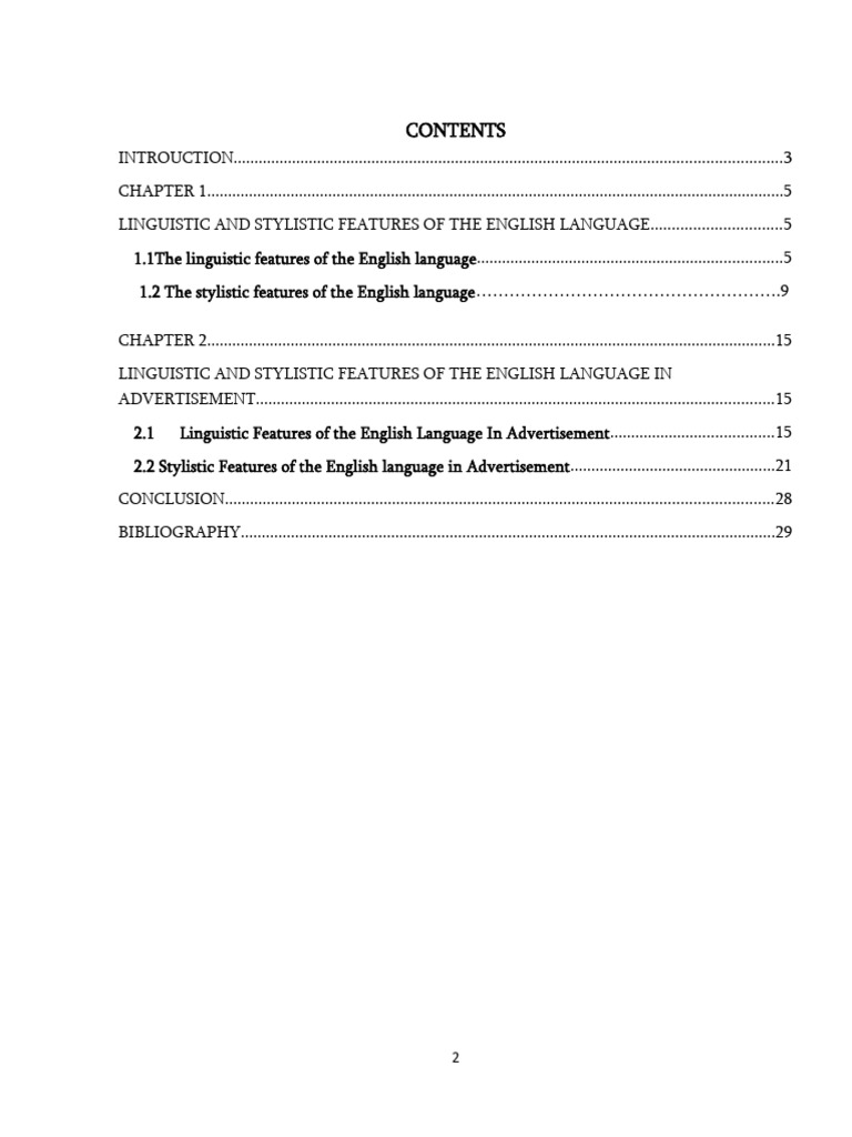 Linguistic and Stylistic Features of The English Language in ...