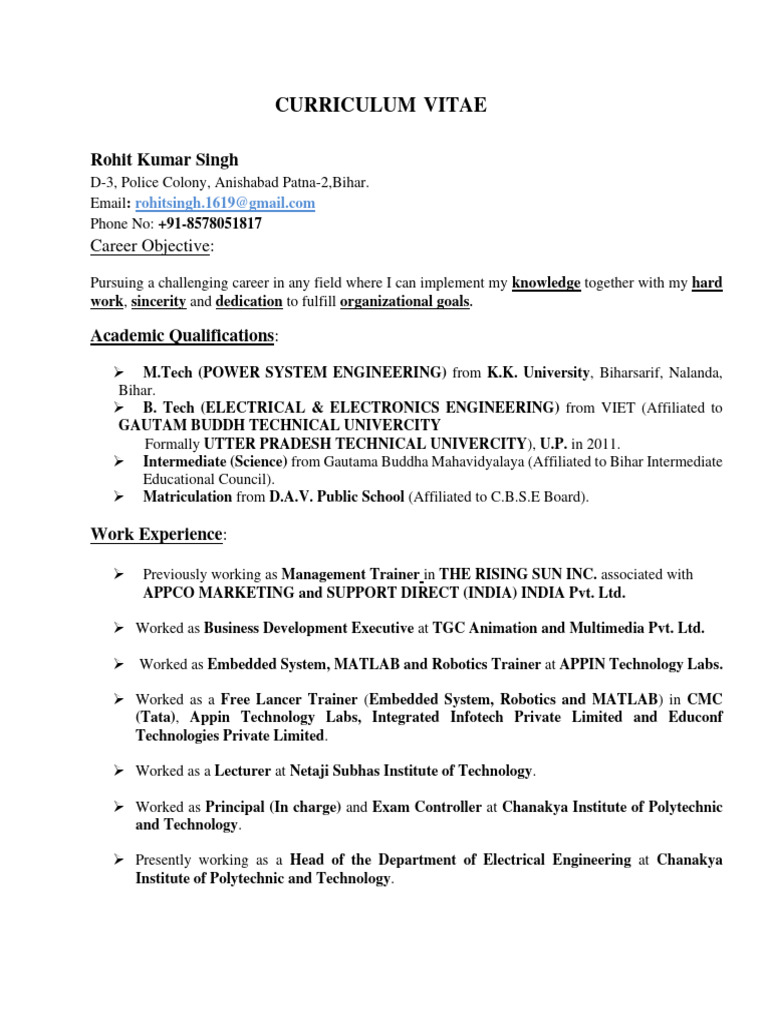 Rohit Kumar Singh CV - Electrical Engineer | PDF | Arduino | Computing