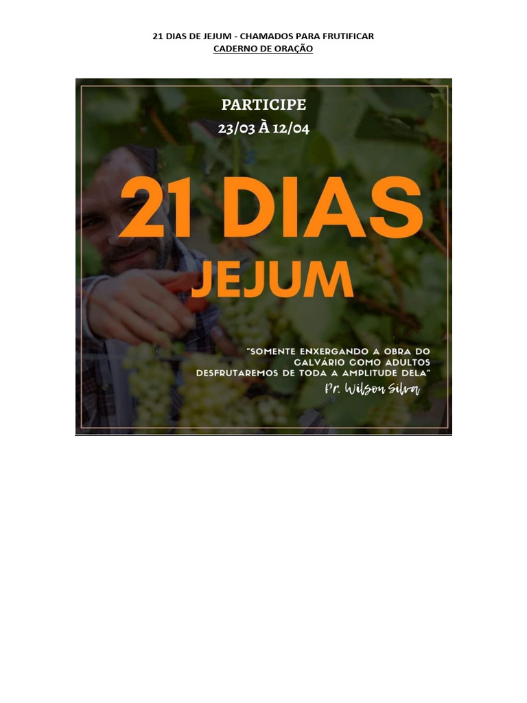 21 Dias De Jejum Caderno De Oração Pdf Pdf Jesus Oração