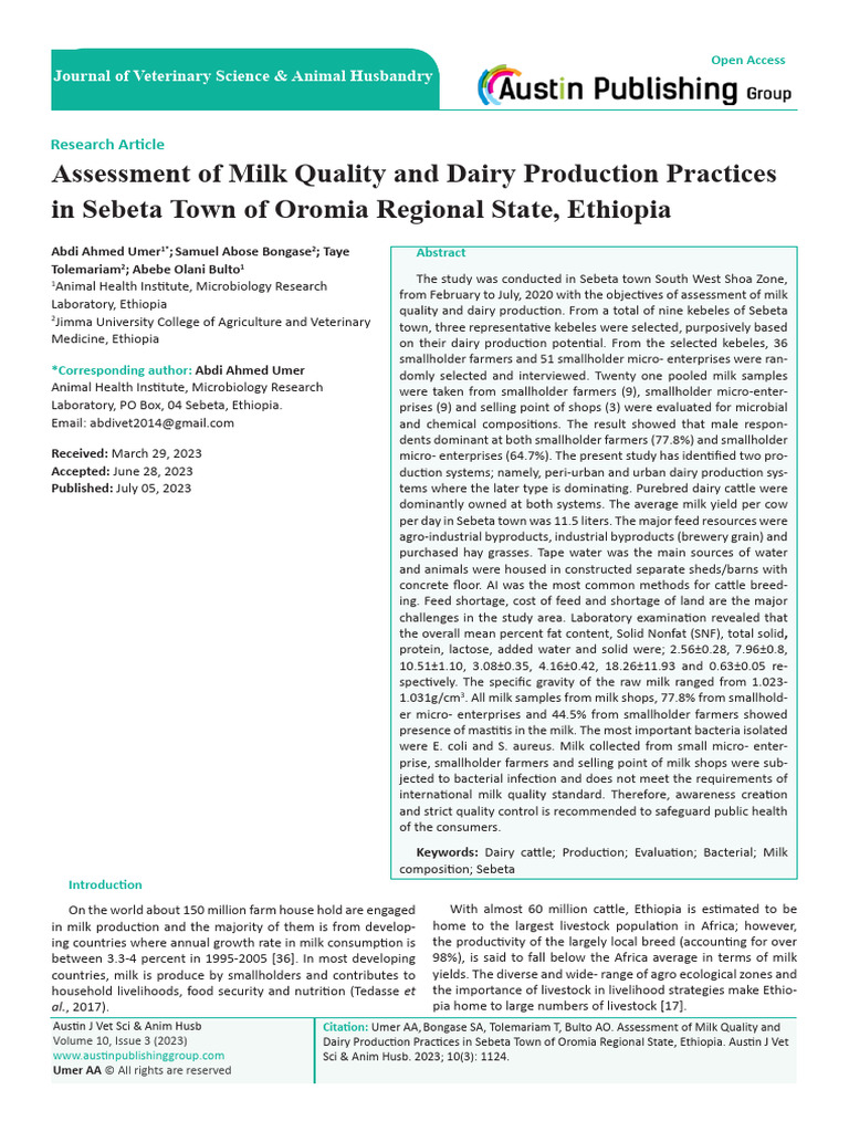 Milk Handling Practices PDF Dairy Cattle Milk