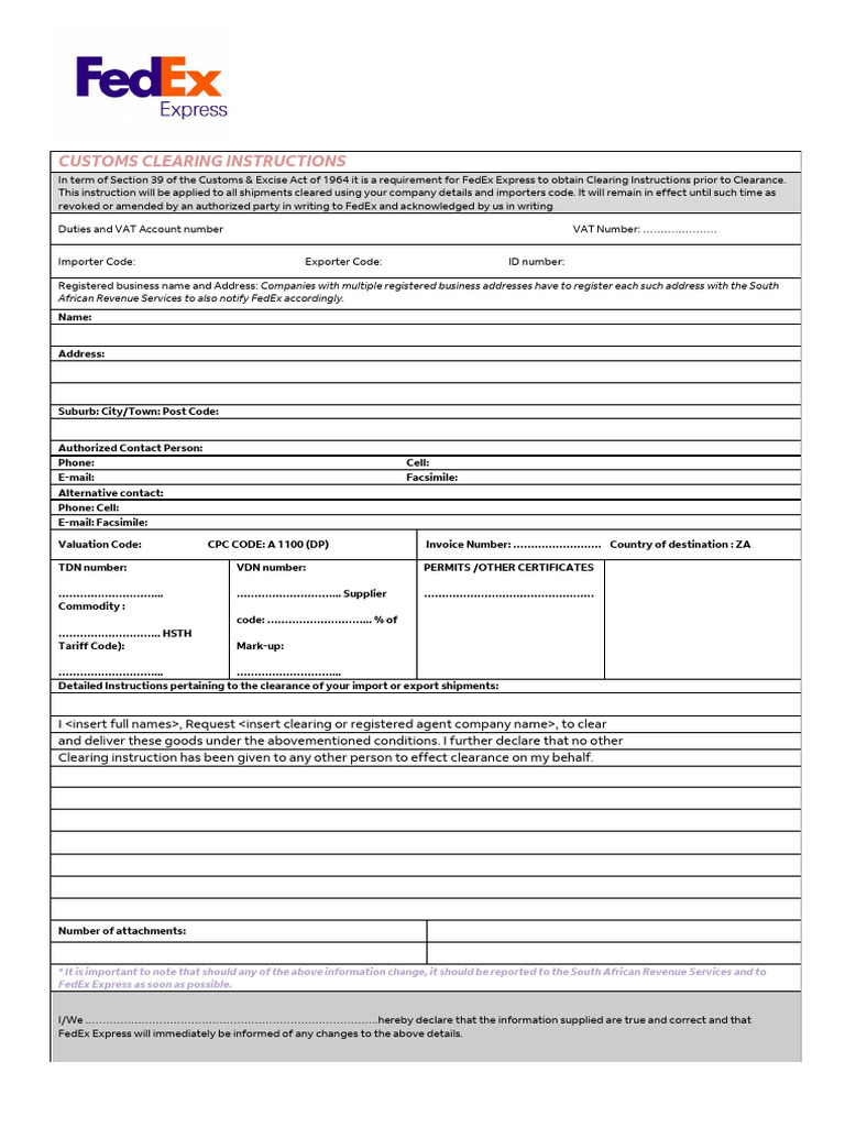 Fedex clearing instructions en za pdf
