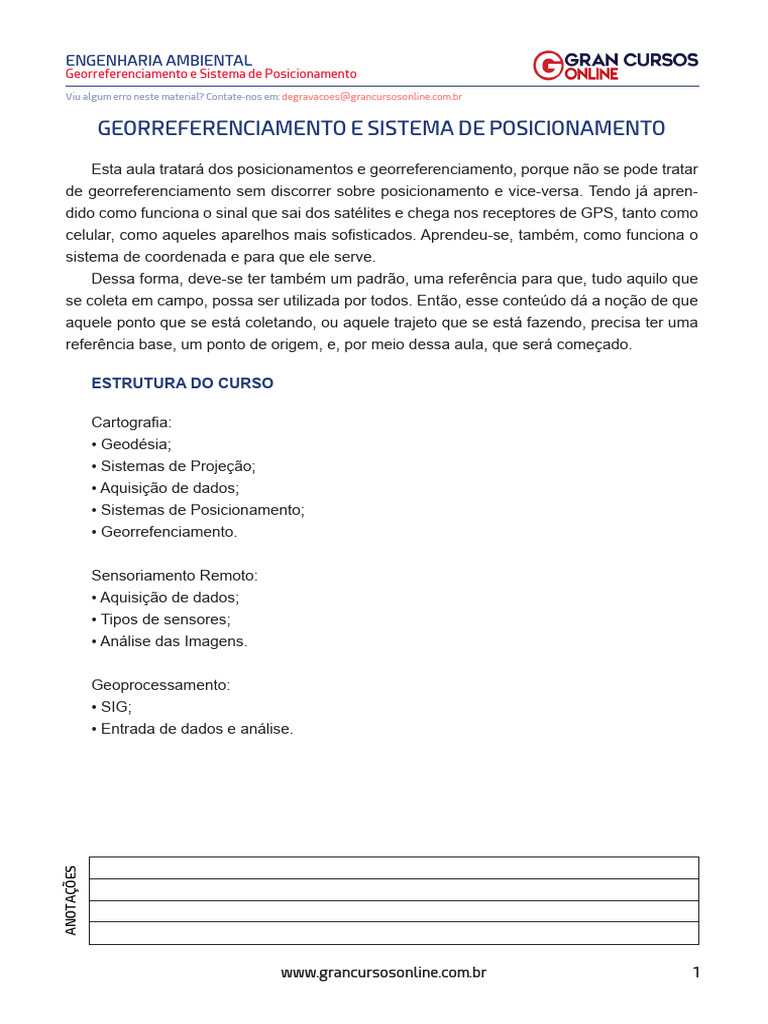Degravação - 7 - Georeferenciamento e Sistema de Posicionamento | PDF ...