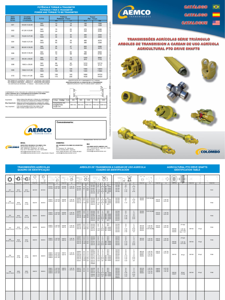 Catalago Cardã AEMCO 2 | PDF | Mecânica Clássica | Massa