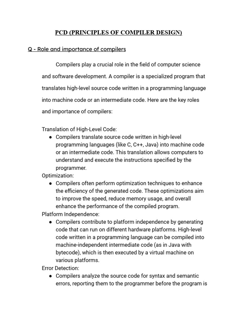 Importance of Compilers in Software Design | PDF | Parsing | Scope ...