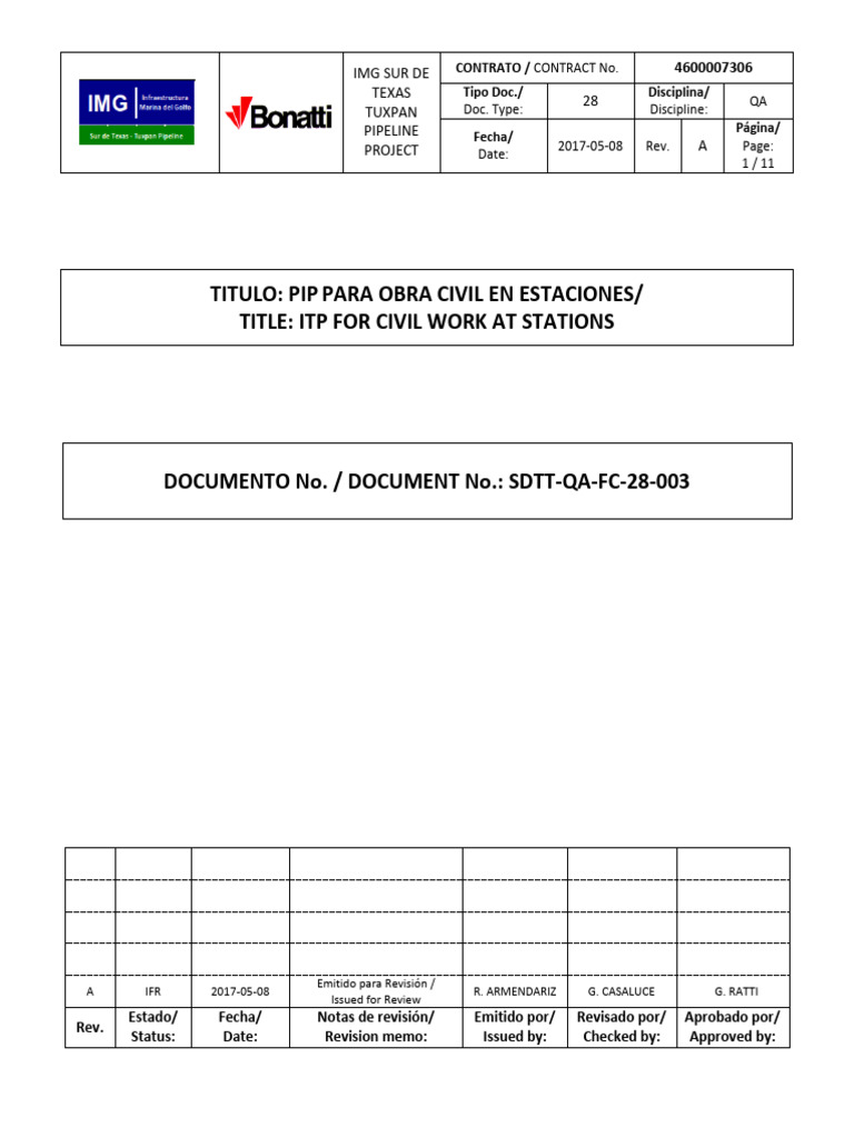 Sdtt qa fc 28 003 a pip para obra civil para las estaciones pdf