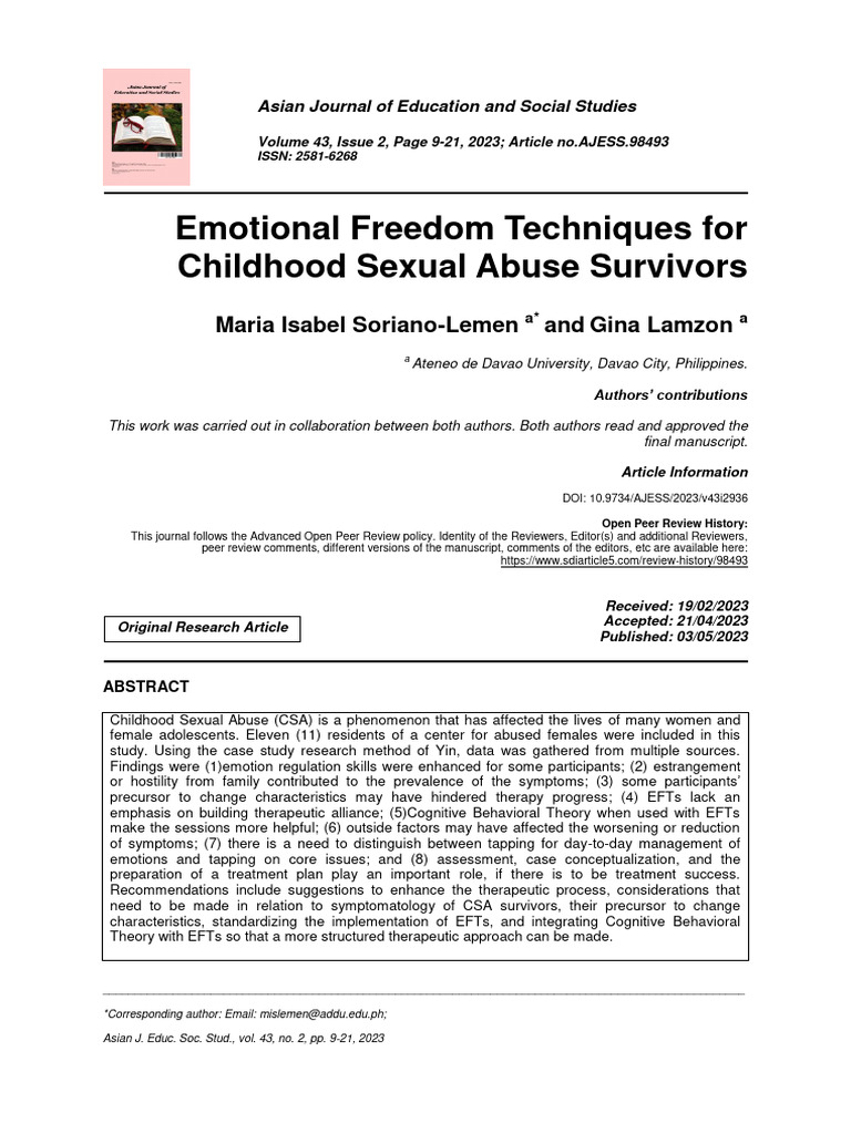 Emotional Freedom Techniques For Childho | PDF | Child Abuse ...