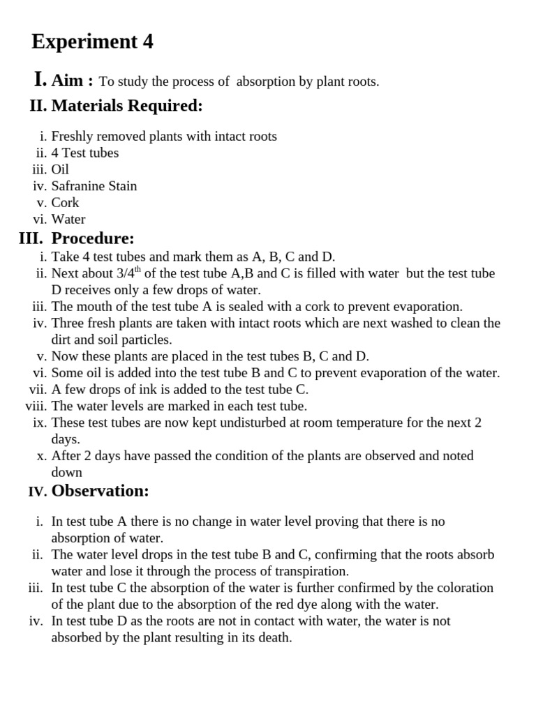 Biology Practical Experiment 4 | PDF