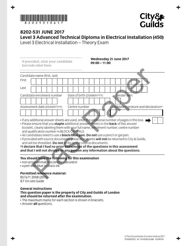 8202-031 and 531 Electrical Theory Exam Summer 2017-pdf - Ashx | PDF ...