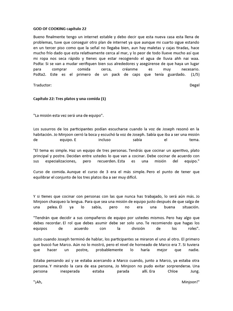 GOD OF COOKING Capítulo 22 | PDF | tofu | Cocina