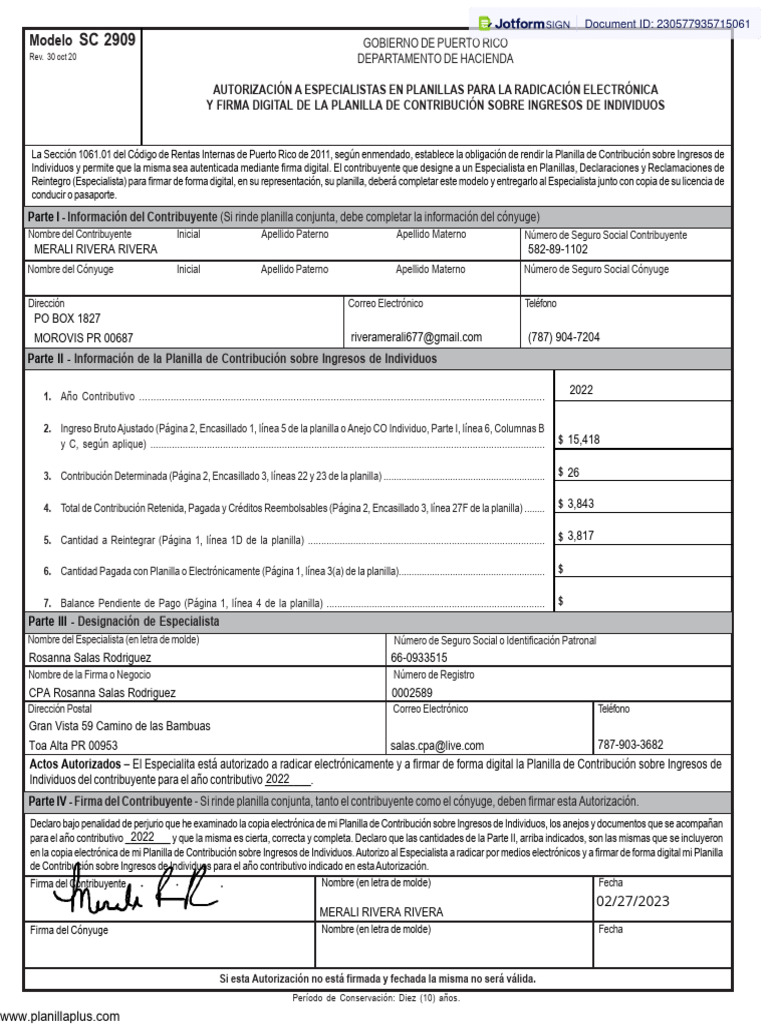 E-File Authorization Planilla PR Merali Rivera 2e0616d3d4902b07 2 | PDF