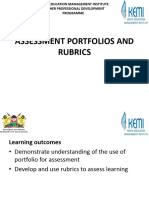 Assessment Portfolios and Rubrics
