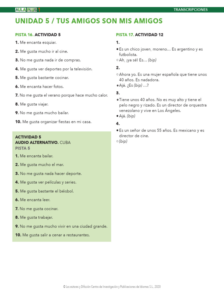 Au Plus 1 Transcripcion U05 | PDF