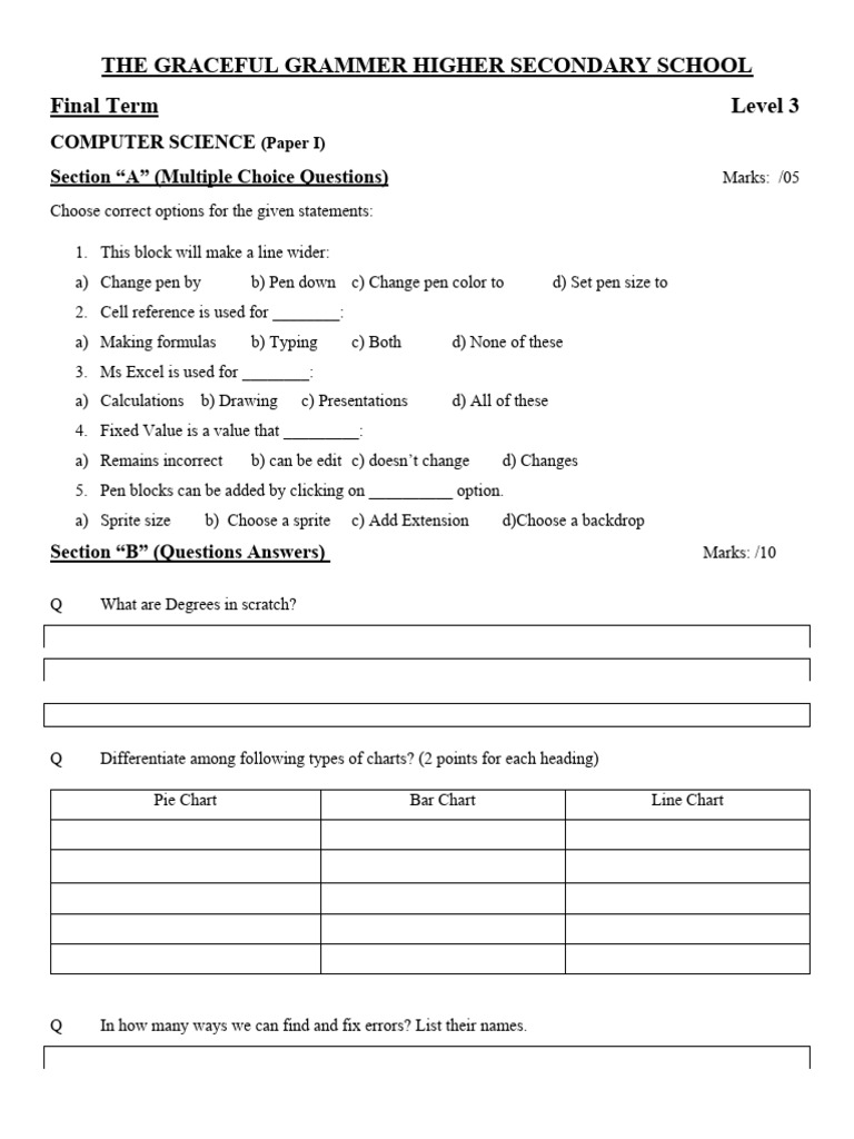 Level 3 Final Term Pdf Spreadsheet Computer Programming