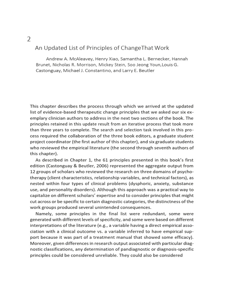 Cap 2 Principles of Change | PDF | Psychotherapy | Mental Disorder