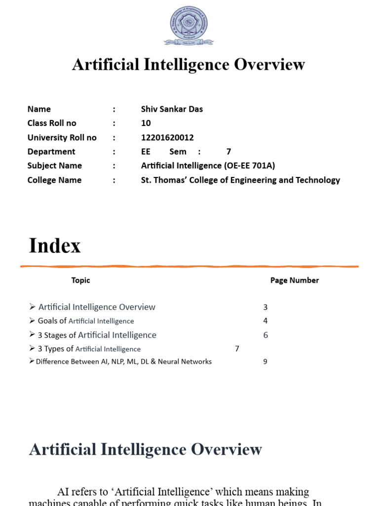 Artificial Intelligence Overview | PDF | Intelligence (AI) & Semantics
