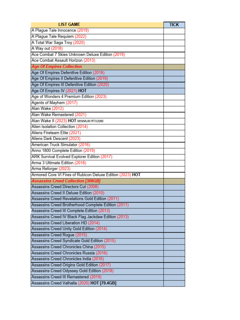 Popular PC Game List 2003-2023 | PDF | Teaching Methods & Materials ...