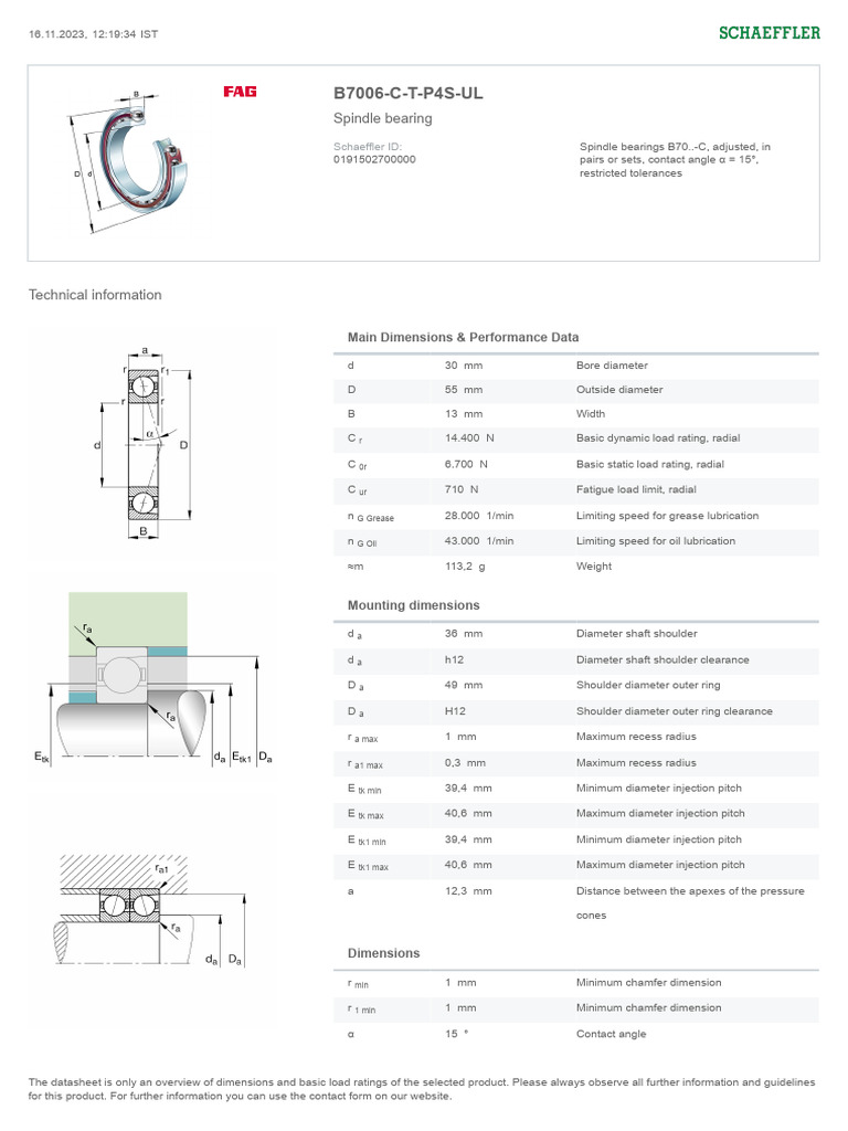 B7006-C-T-P4S-UL: Spindle Bearing | PDF | Mechanical Engineering ...