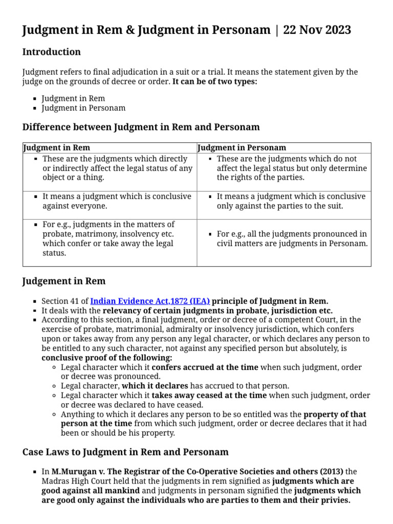 Judgment in rem judgment in personam pdf in rem jurisdiction