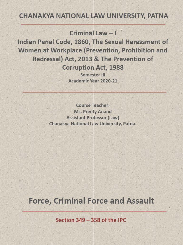 Criminal Force & Assault in IPC | PDF | Assault | Deviance (Sociology)