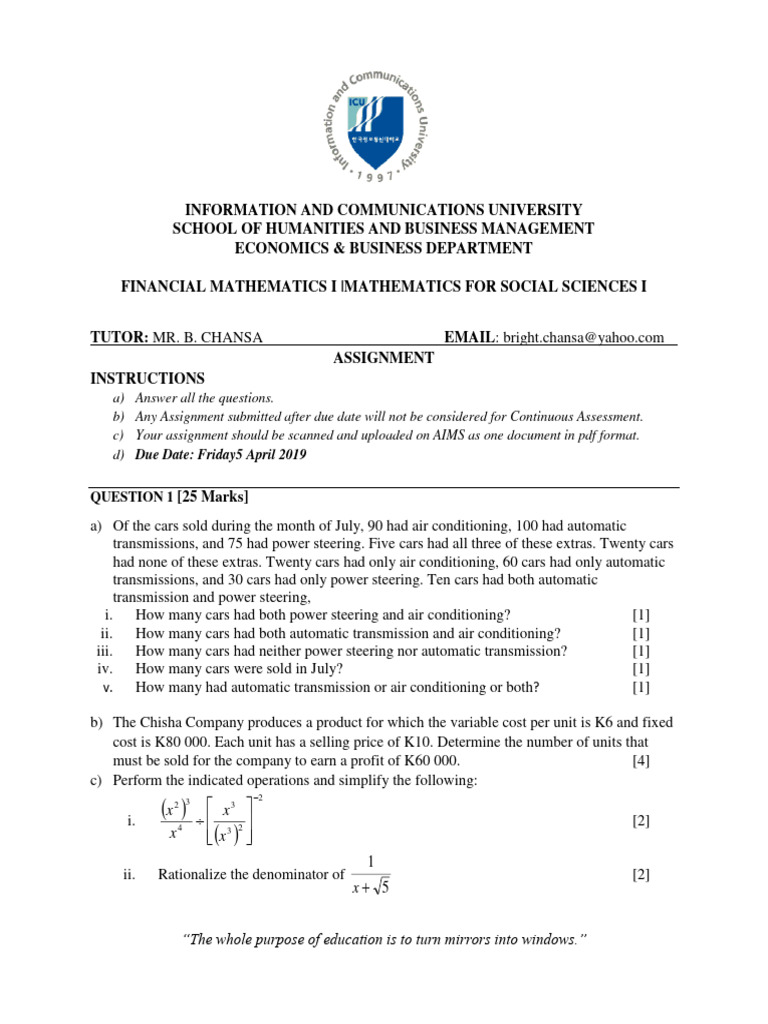 524.financial Mathematics | PDF | Economic Equilibrium | Demand