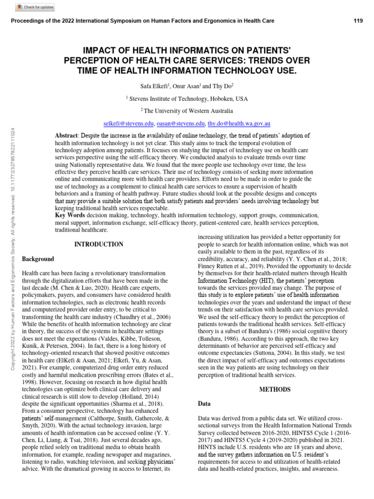 Elkefi Et Al 2022 Impact of Health Informatics On Patients Perception ...