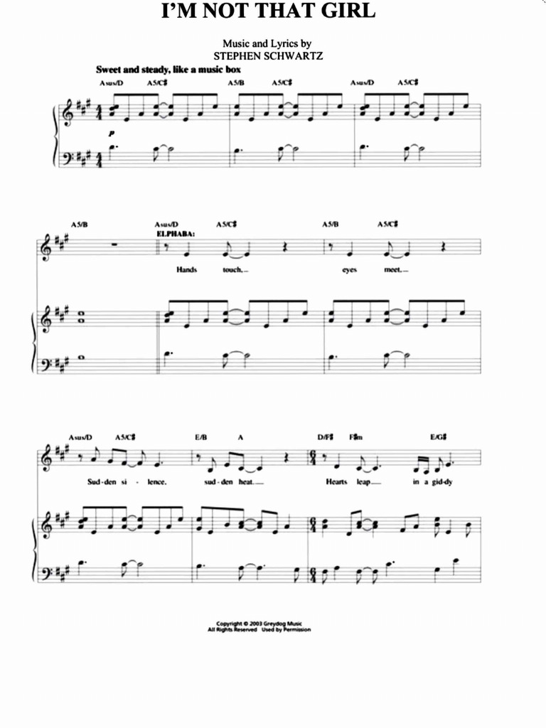 "I'm Not That Girl" Lyrics by Schwartz | PDF