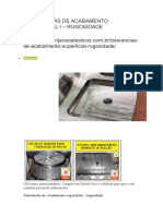 TOLERÂNCIAS DE ACABAMENTO SUPERFICIAL - Molde de Injeção Plástico