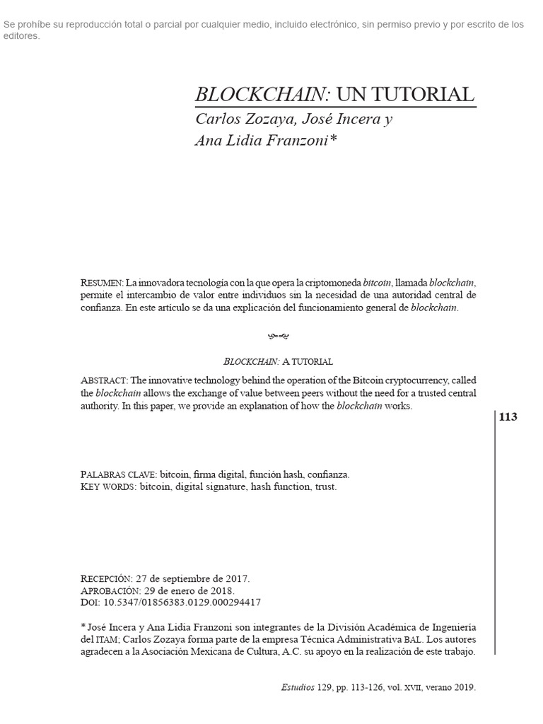 Blockchain Un Tutorial | PDF | Bitcoin | Criptografía