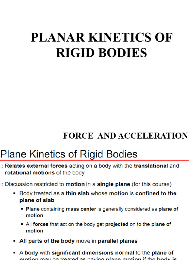 Kinetics of Rigid Bodies - Force Acceleration | PDF | Rotation Around A ...