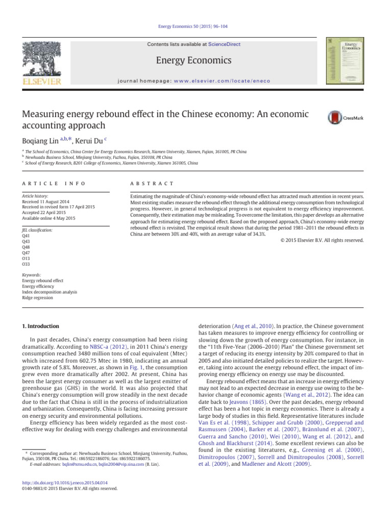 Lin 2015 | PDF | Economic Growth | Efficient Energy Use