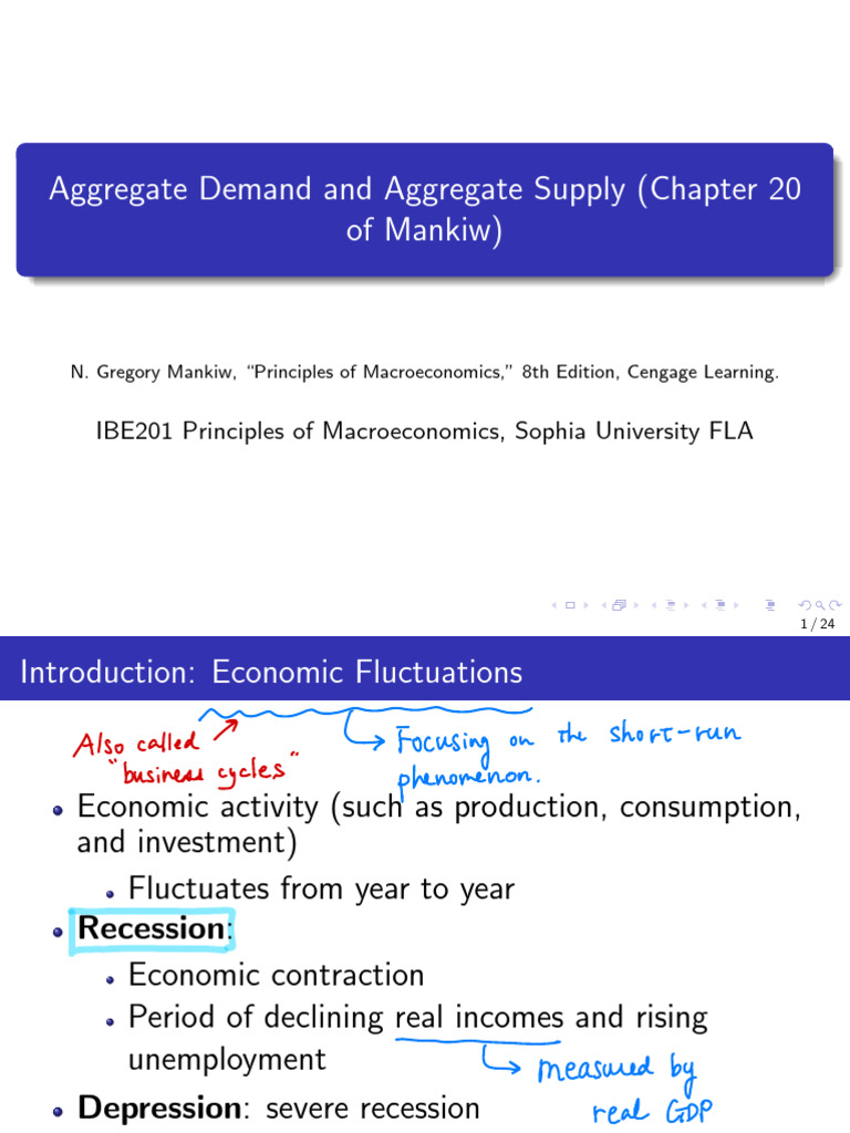 Aggregate Demand and Aggregate Supply (Chapter 20 of Mankiw) | PDF ...