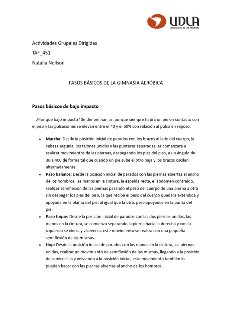 Pasos Básicos De La Gimnasia Aeróbica 1 Pdf Rodilla