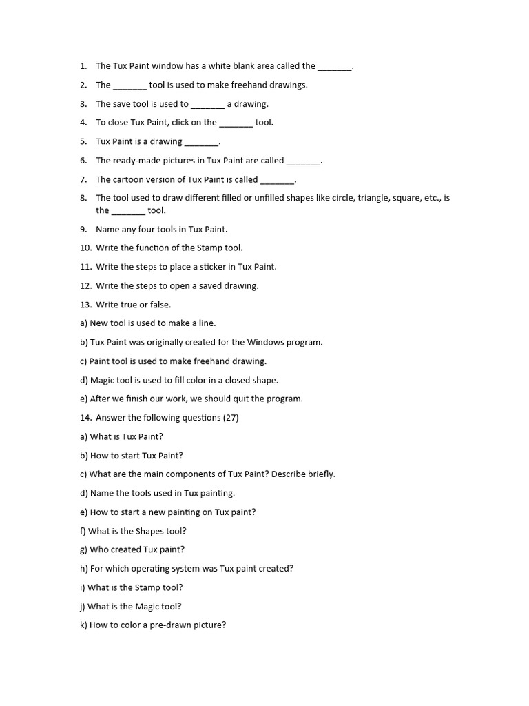 Tux Paint Questions PDF Drawing Graphic Design